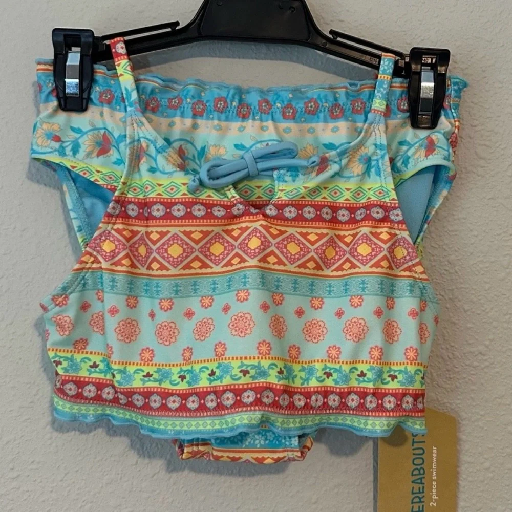 Thereabouts Girls Floral Stripe 2 Piece Bikini Set NWT Size M 10/12
